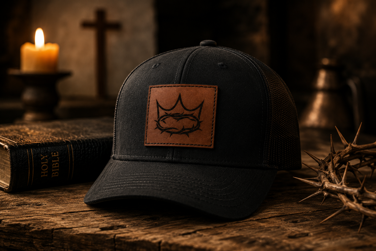 One King. One Crown. Leather Patch Hat