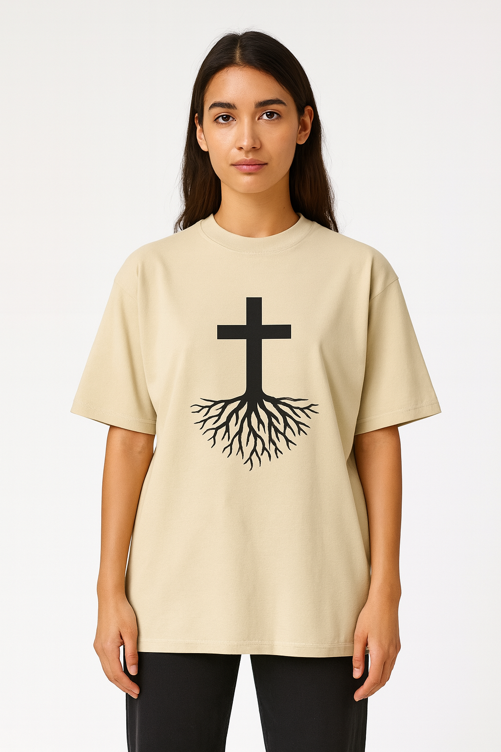 Rooted Oversized High-Neck Tee